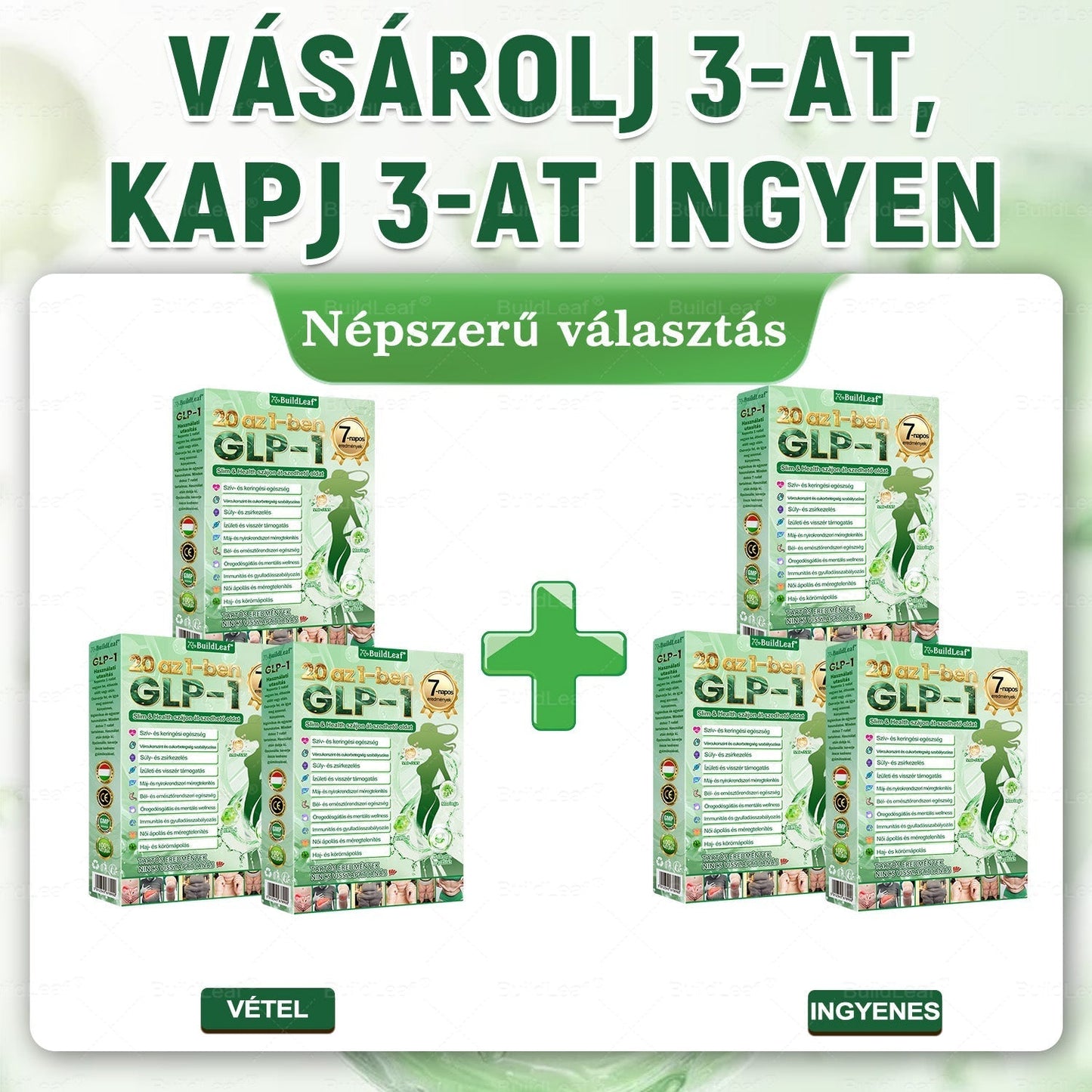 🍃Hivatalos áruház | BuildLeaf GLP-1 20 az 1-ben Karcsúsító és egészséges szájon át szedhető folyadék (naponta egyszer, 7 napon belül hat) ✅ Támogatja a testsúlyt és a nők egészségét, miközben feszesíti a bőrt és fokozza a vitalitást