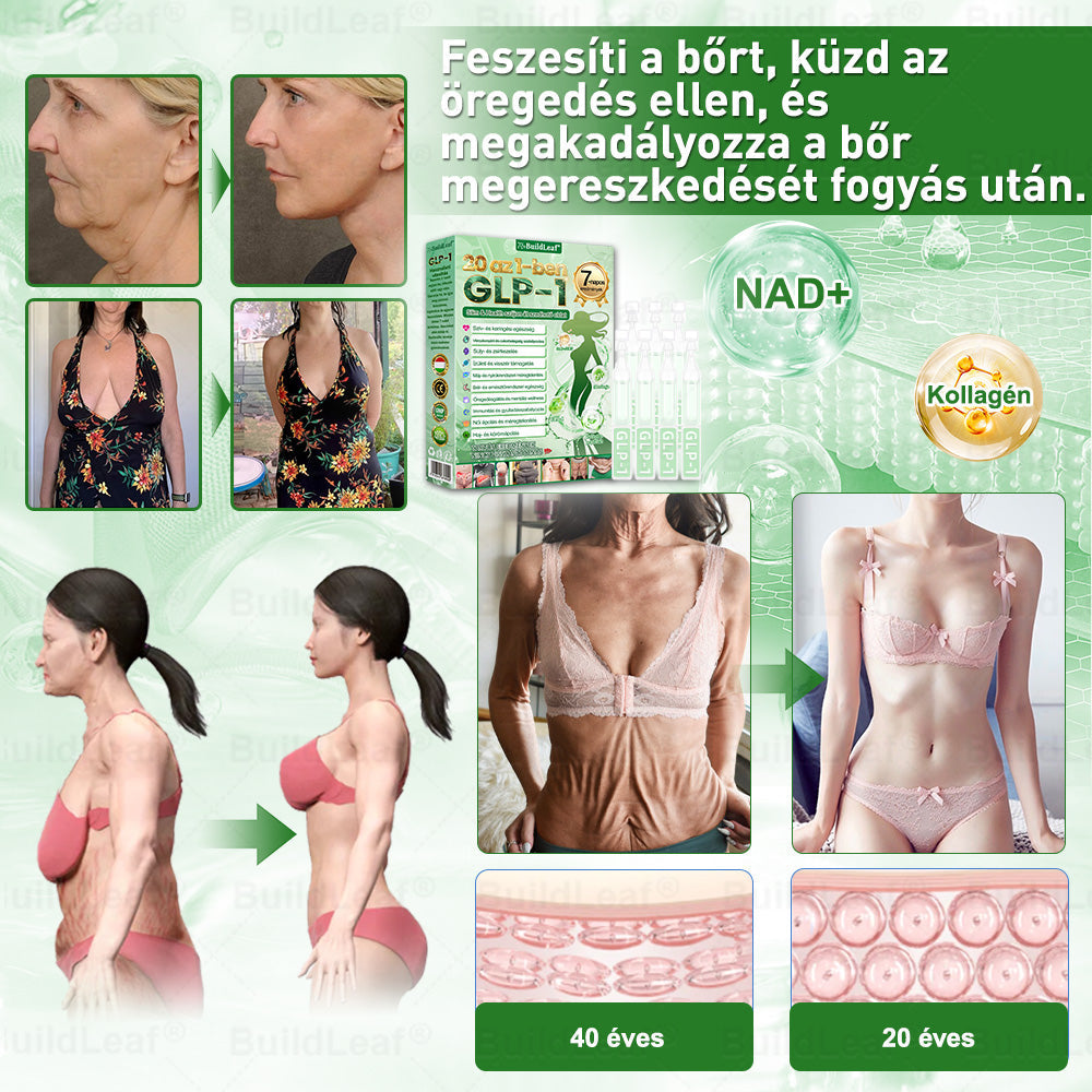🍃Hivatalos áruház | BuildLeaf GLP-1 20 az 1-ben Karcsúsító és egészséges szájon át szedhető folyadék (naponta egyszer, 7 napon belül hat) ✅ Támogatja a testsúlyt és a nők egészségét, miközben feszesíti a bőrt és fokozza a vitalitást